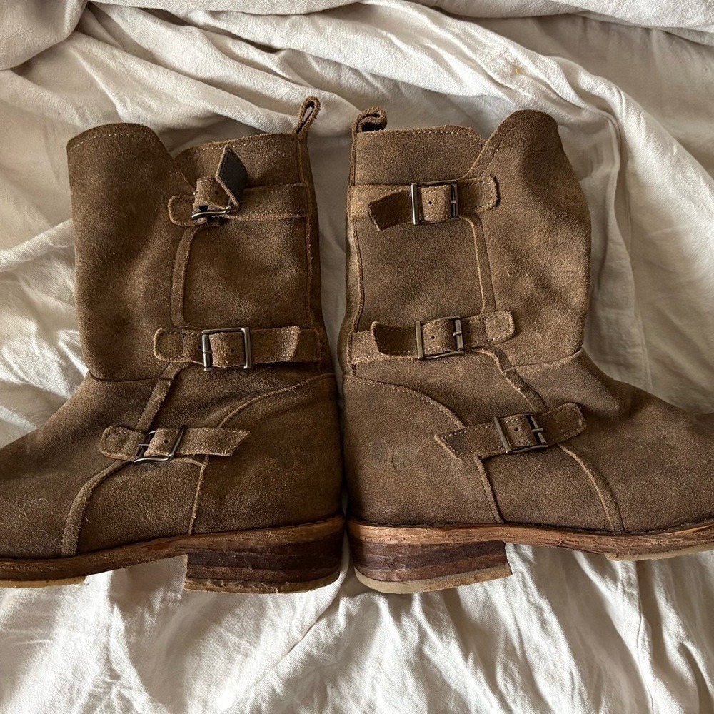 Distressed Brown Leather Italian Moto Boots EU 37